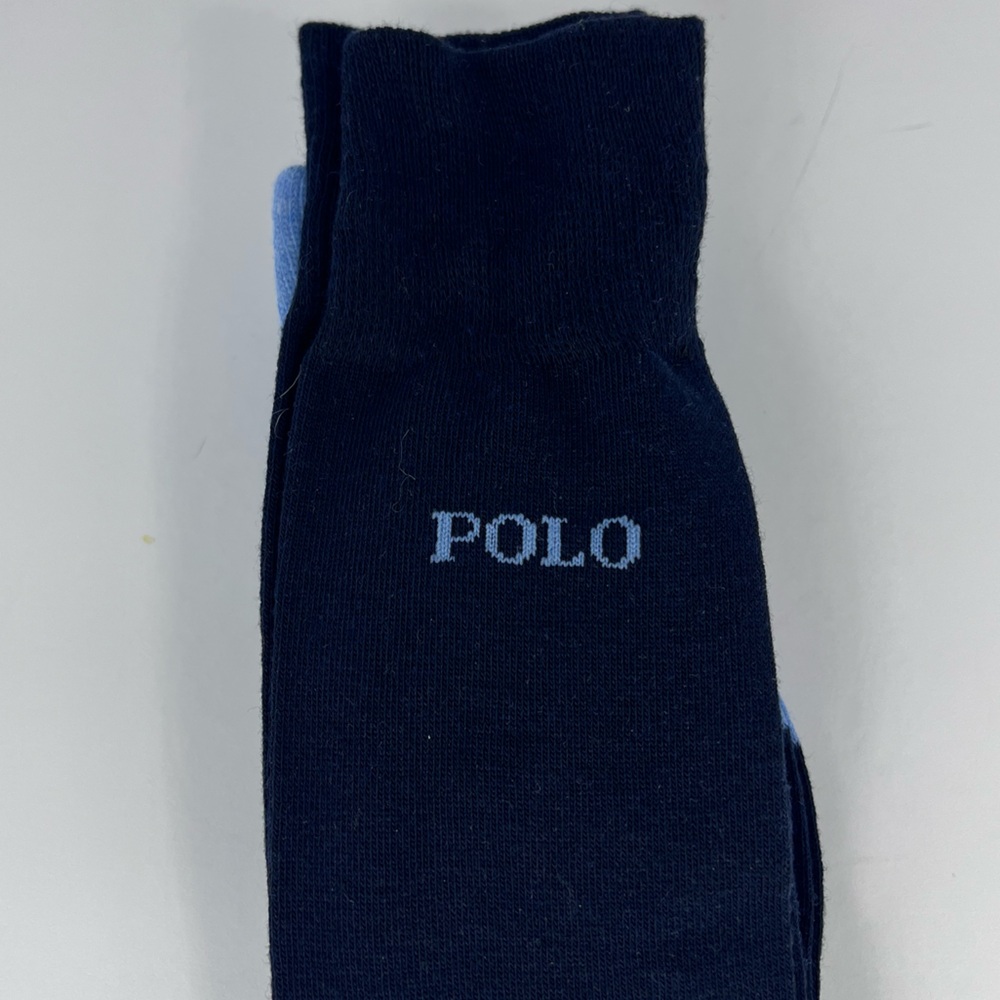 POLO RALPH LAUREN THREE PAIRS OF MENS SOCKS, TWO NAVY BLUE ONE LIGHT BLUE - Picture 8 of 8